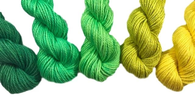 Hand Dyed Yarn - Yellow Green Gradient Kit - Semi Solids - Tonals - 3 Ply - Plant Based - DK Light Worsted - Bamboo Cotton - Soft Baby Yarn
