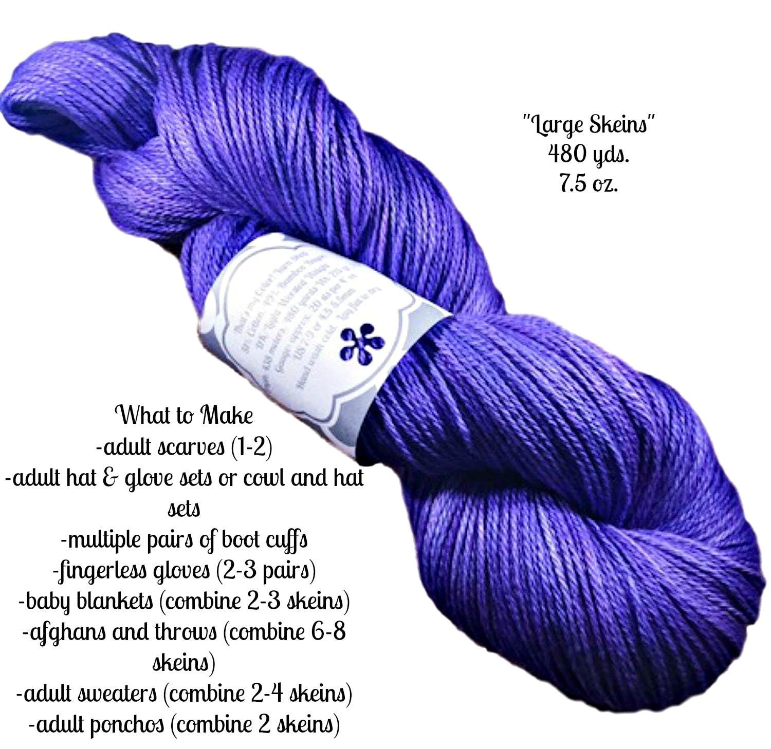 Indie Dyed Yarn Kit - Blue to Purple Gradient - Plant Based - Hand Dyed - Semi Solids - Bamboo Cotton - DK Light Worsted 3 Ply - Vegan
