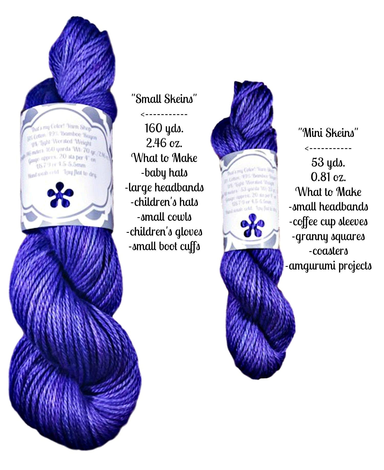 Hand Dyed Vegan Yarn Kit - Pink & Purple Gradient - Bamboo Cotton - DK Light Worsted - 3 Ply Semi Solids - Indie Dyed - Tonal Artisan Yarn