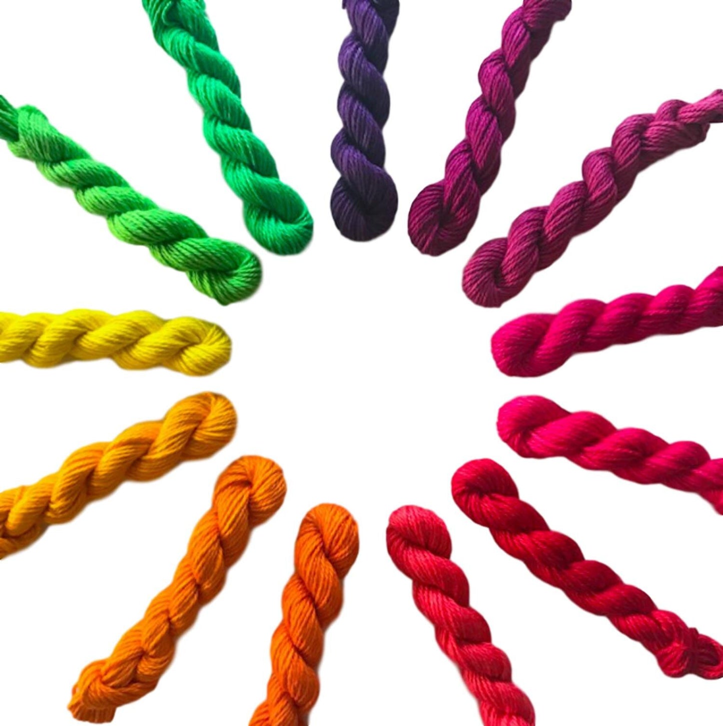 Vegan Yarn Kit - "Elise" - Hand Dyed Fiber - 13 Rainbow Colors - Bamboo Cotton - DK Light Worsted - Gradient Ultra Minis - 25 Yds Each