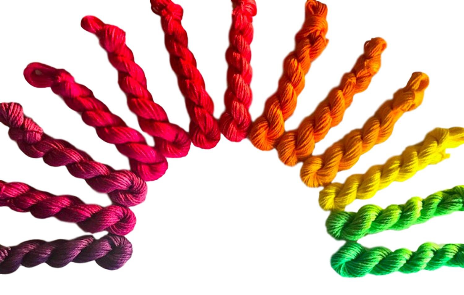 Vegan Yarn Kit - "Elise" - Hand Dyed Fiber - 13 Rainbow Colors - Bamboo Cotton - DK Light Worsted - Gradient Ultra Minis - 25 Yds Each