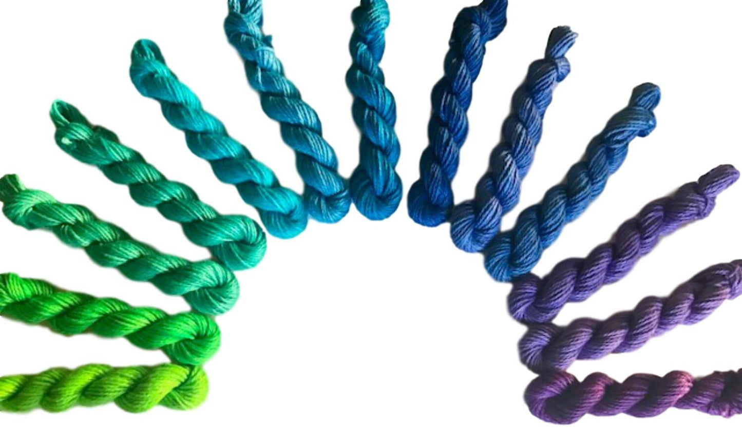 Vegan Yarn Kit - "Kimberly" - Hand Dyed Bamboo Cotton - DK Light Worsted - Gradient & Ombre - Soft 3 Ply Baby Fiber - Indie Dyed Ultra Minis