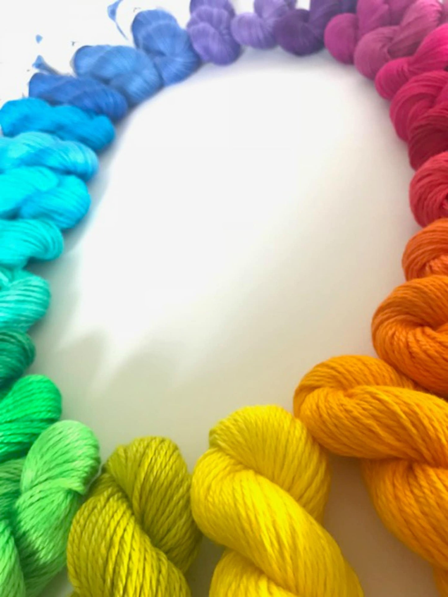 Rainbow Yarn Kit - 25 Mini Skeins - Fiber Gift Set - Hand Dyed Bamboo Cotton Yarn - 25 Skeins and Colors - Temperature Blanket Kit - Vegan