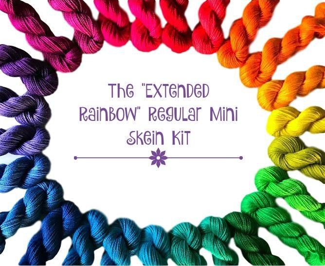 Rainbow Yarn Kit - 25 Mini Skeins - Fiber Gift Set - Hand Dyed Bamboo Cotton Yarn - 25 Skeins and Colors - Temperature Blanket Kit - Vegan