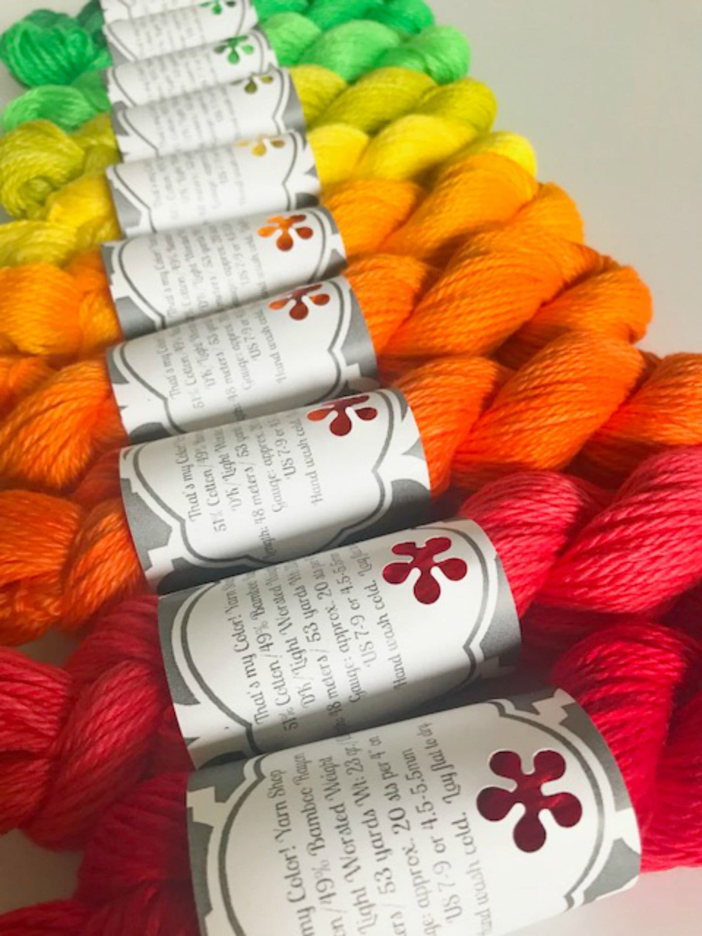 Rainbow Yarn Kit - 25 Mini Skeins - Fiber Gift Set - Hand Dyed Bamboo Cotton Yarn - 25 Skeins and Colors - Temperature Blanket Kit - Vegan