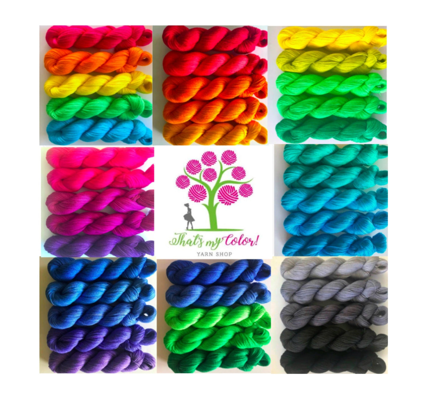 Hand Dyed Vegan Yarn Kits - Fingering / Sock Weight Bamboo Cotton Base - Choose Your Colors - 320 Yds/Hank - 1600 Yds/Kit - Indie Dyed Fiber