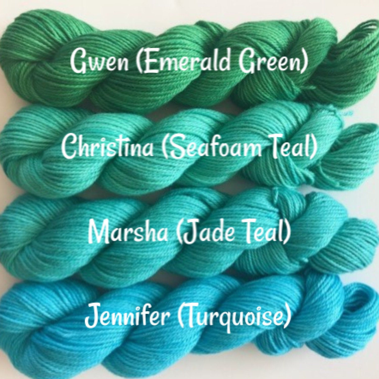 Vegan Gradient Yarn Kit - Hand Dyed Bamboo Cotton - Fingering / Sock Weight - Yellow Green Teal Turquoise Semi Solid - 3 Ply Knitting Thread