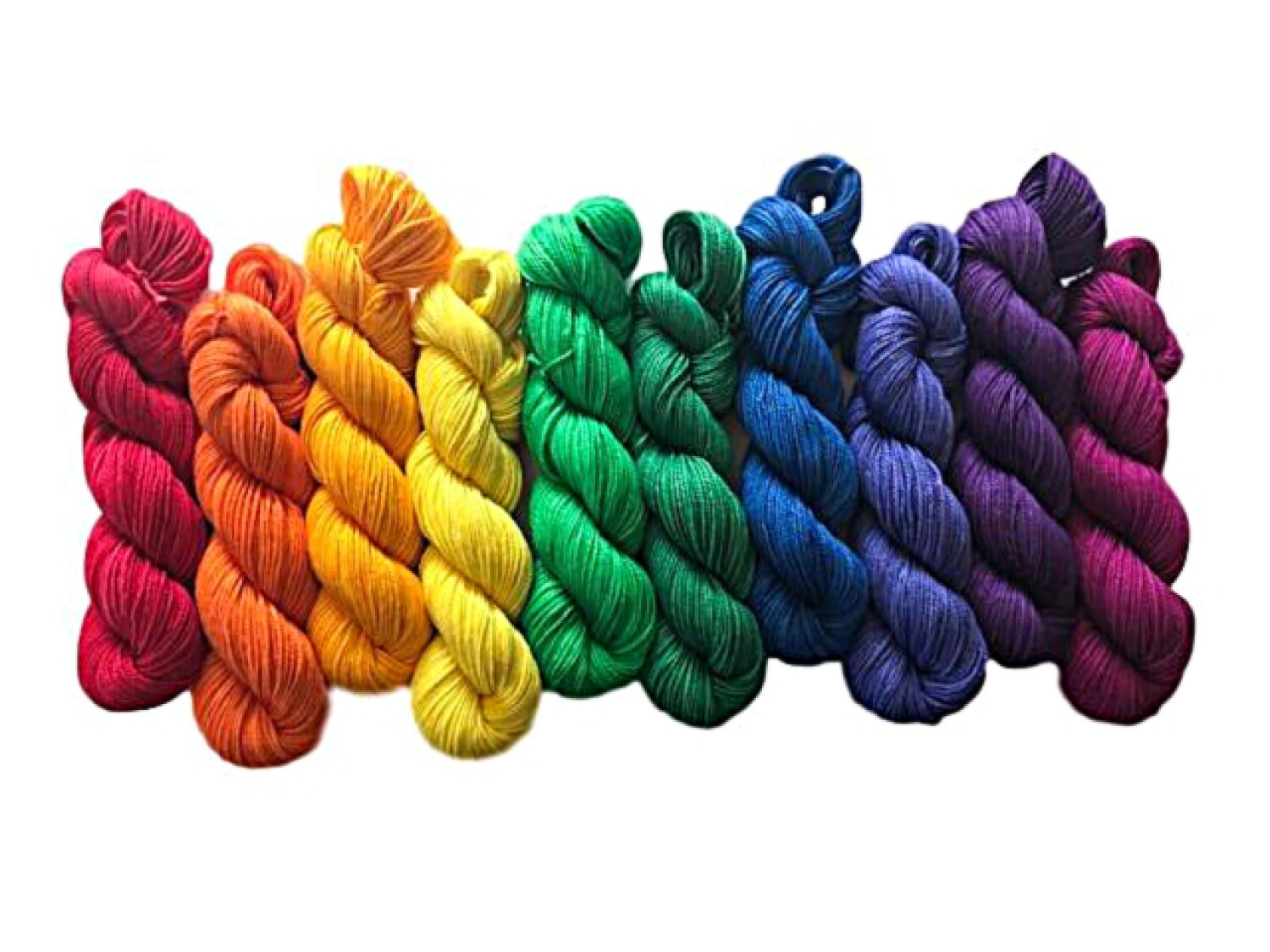 Rainbow Hand Dyed Yarn Kit - Vegan Fiber (Bamboo Cotton) - Fingering Wt Mini Skeins - Indie Dyed Artisan 3 Ply Fiber - Semi Solids & Tonals