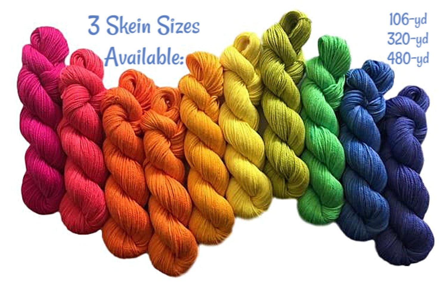 Rainbow Sock Yarn Kit (Vegan) - Fingering Weight Hand Dyed Bamboo Cotton - Semi Solid / Tonal Artisan Yarn - (10) 106 yd Mini Skeins - 3 Ply
