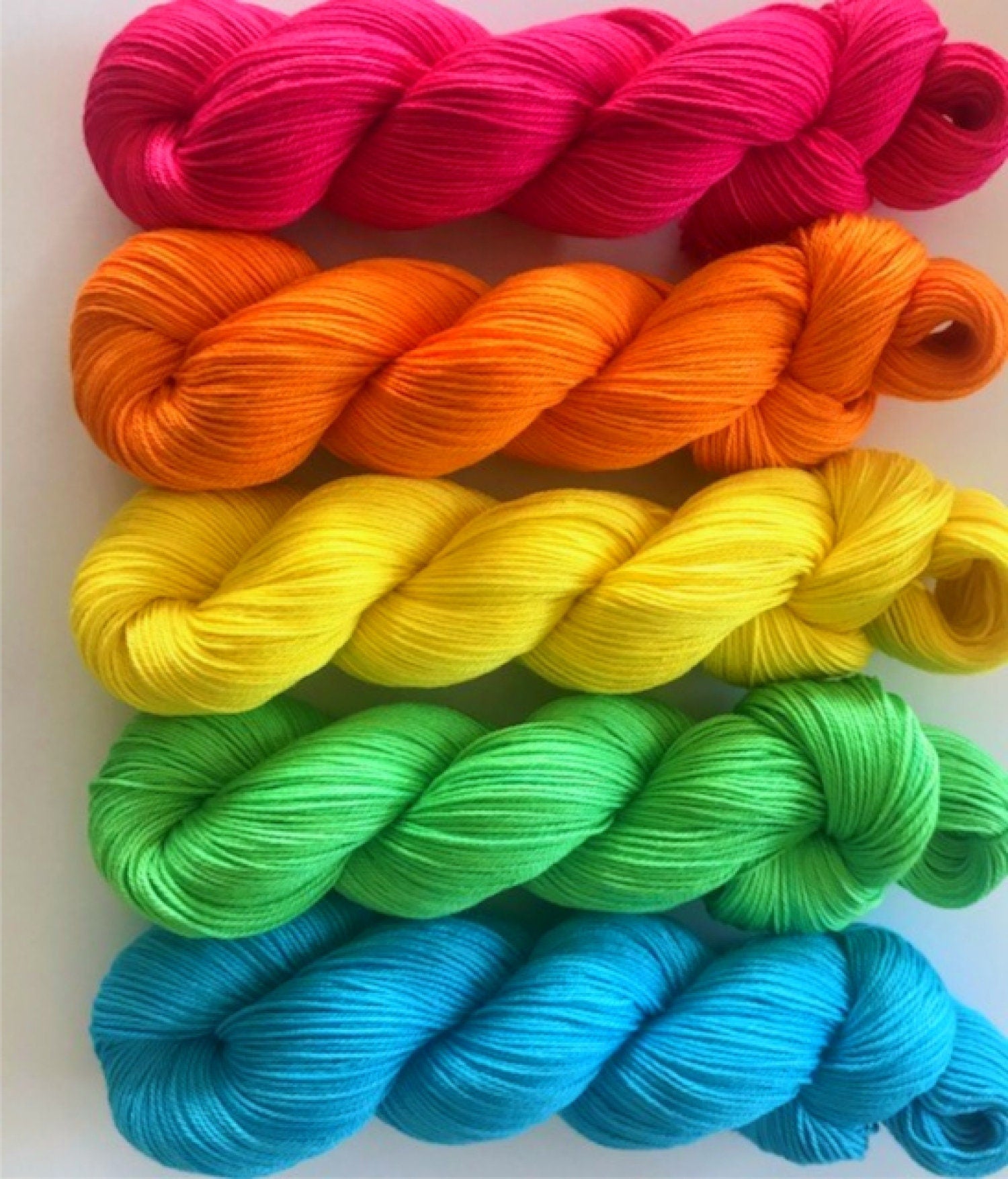 Hand Dyed Vegan Yarn Kits - Fingering / Sock Weight Bamboo Cotton Base - Choose Your Colors - 320 Yds/Hank - 1600 Yds/Kit - Indie Dyed Fiber