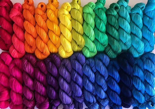 Vegan Yarn Hanks - Hand Dyed - DK / Light Worsted - Choose Your Color and Skein Size - Semi Solids and Tonals - Bamboo Cotton 3 Ply Sport