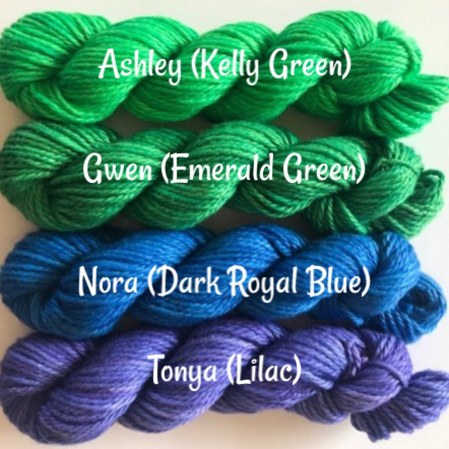 Vegan Yarn Kit - Hand Dyed Rainbow Fiber Set - DK / Light Worsted Bamboo Cotton Semi Solids - (10) 53 yd skeins - 3 Ply Artisan Baby Yarn