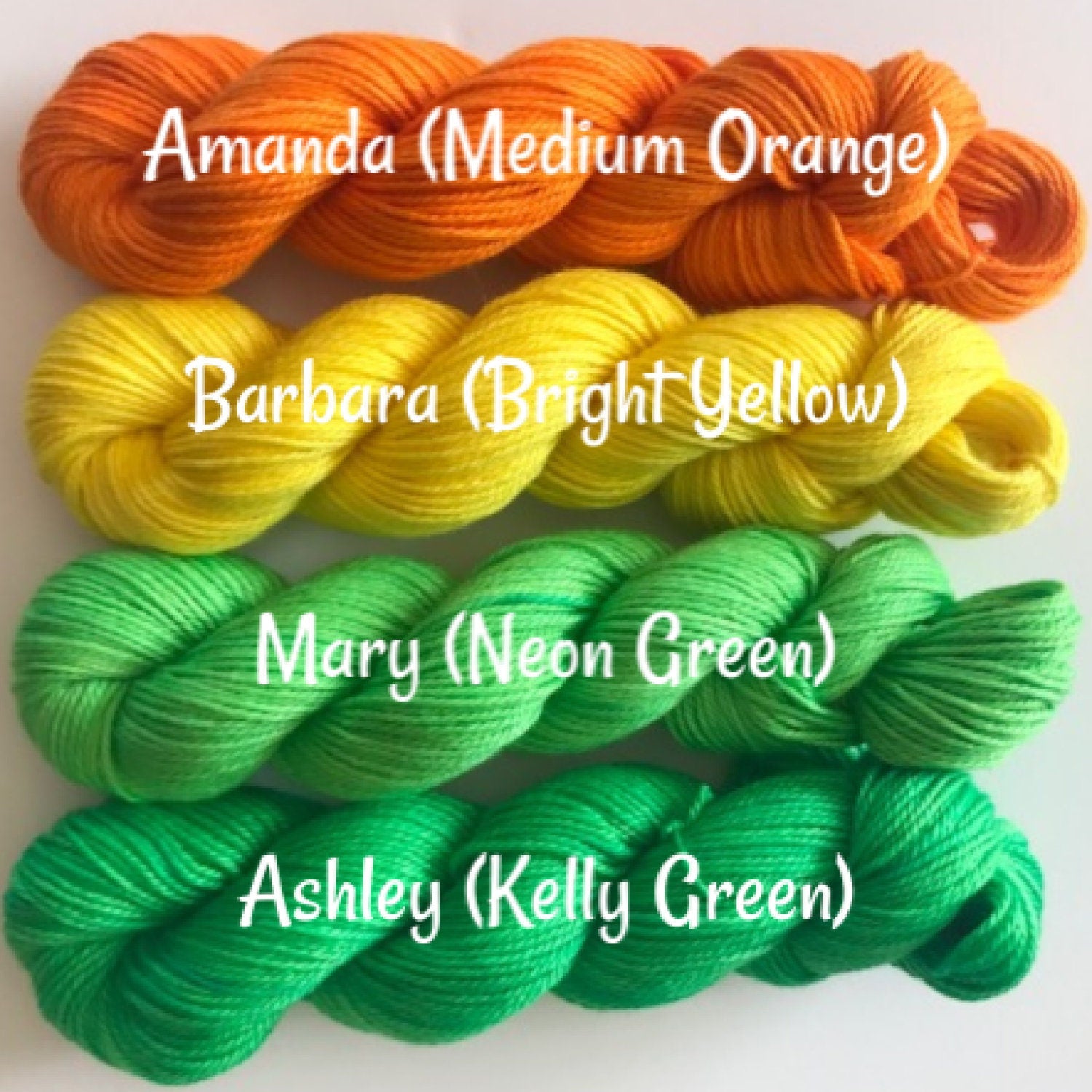 Hand Dyed Vegan Yarn Kit - Neon Rainbow - Fingering / Sock Wt Thread - Bamboo Cotton Blend - 3 Ply Soft Artisan Fiber - Semi Solids / Tonals
