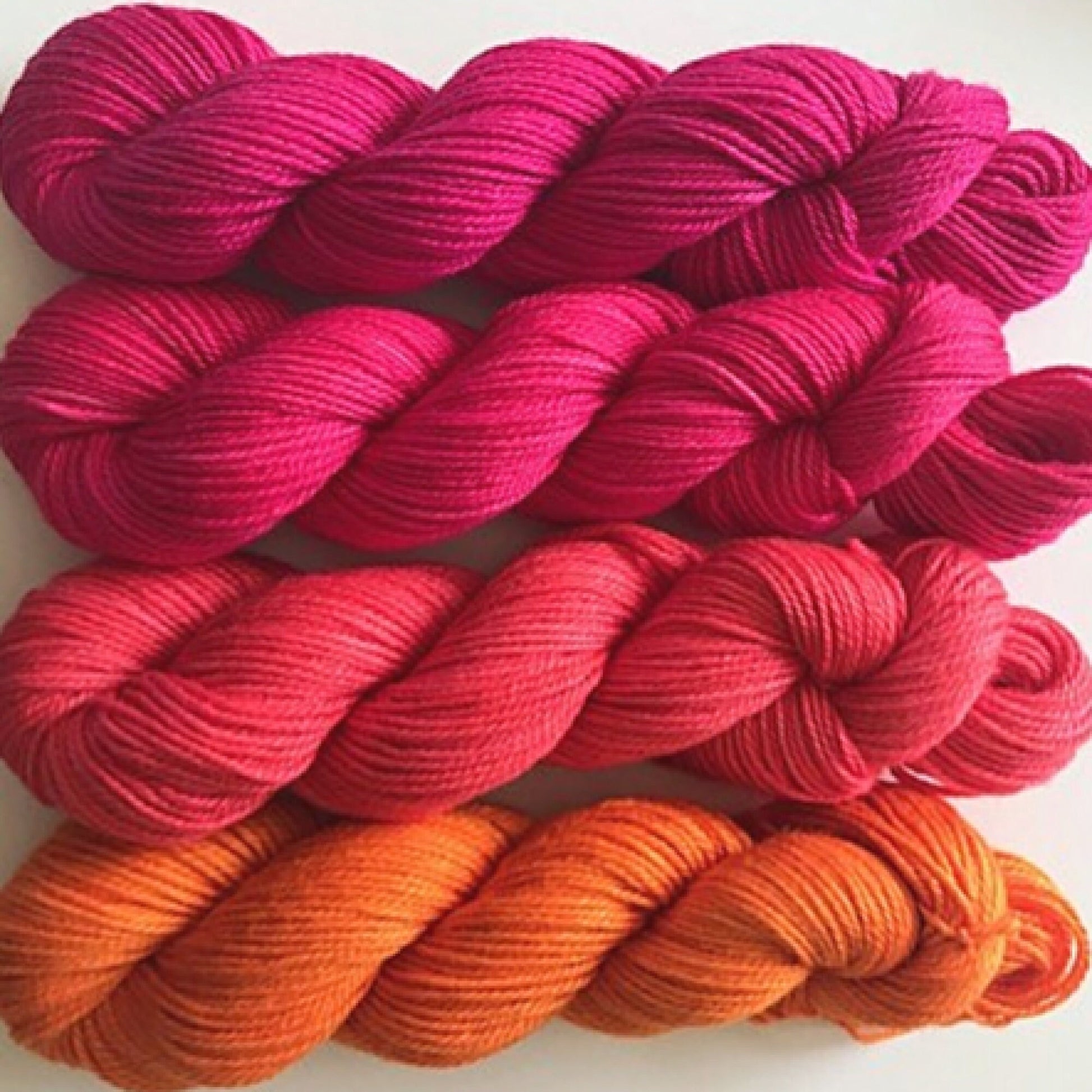 Vegan Sock / Fingering Yarn - Hand Dyed Bamboo Cotton - Choose Color & Skein Size - Pink / Light Red / Orange Semi Solid - Artisan Yarn