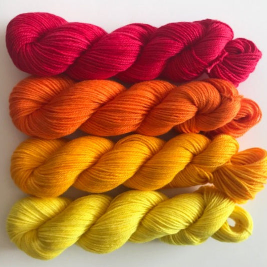 Vegan Sock / Fingering Yarn - Hand Dyed Bamboo Cotton - Choose Color & Skein Size - Red / Orange / Yellow Semi Solid and Tonal Artisan Yarn