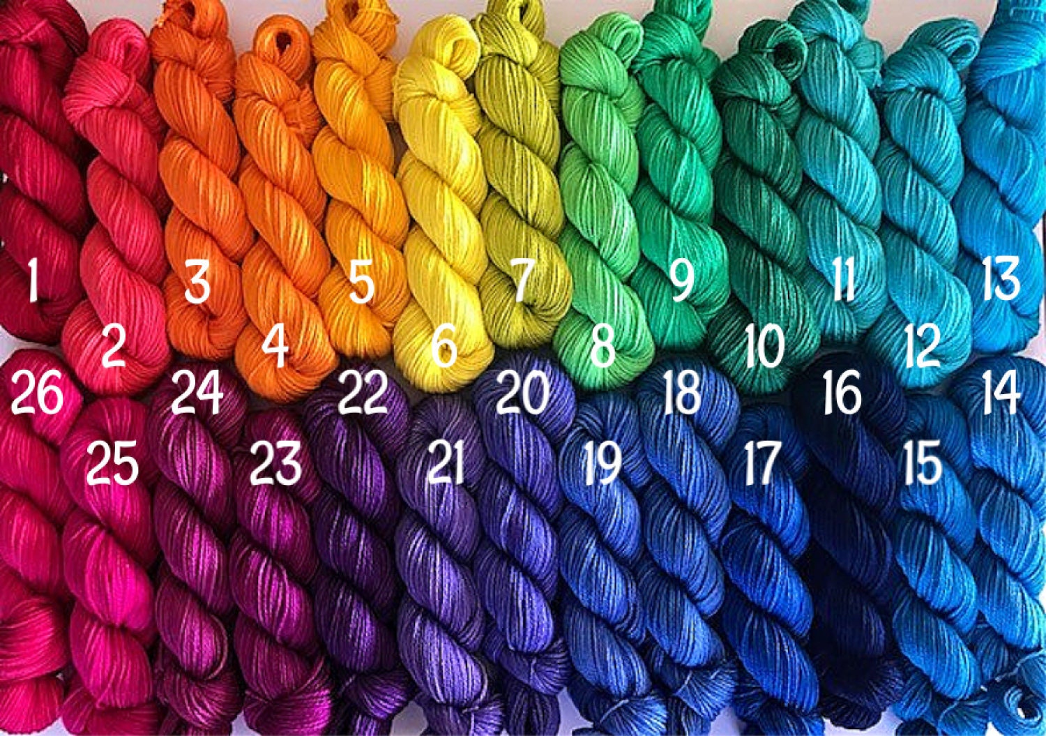 Vegan Yarn Hanks - Hand Dyed - DK / Light Worsted - Choose Your Color and Skein Size - Semi Solids and Tonals - Bamboo Cotton 3 Ply Sport