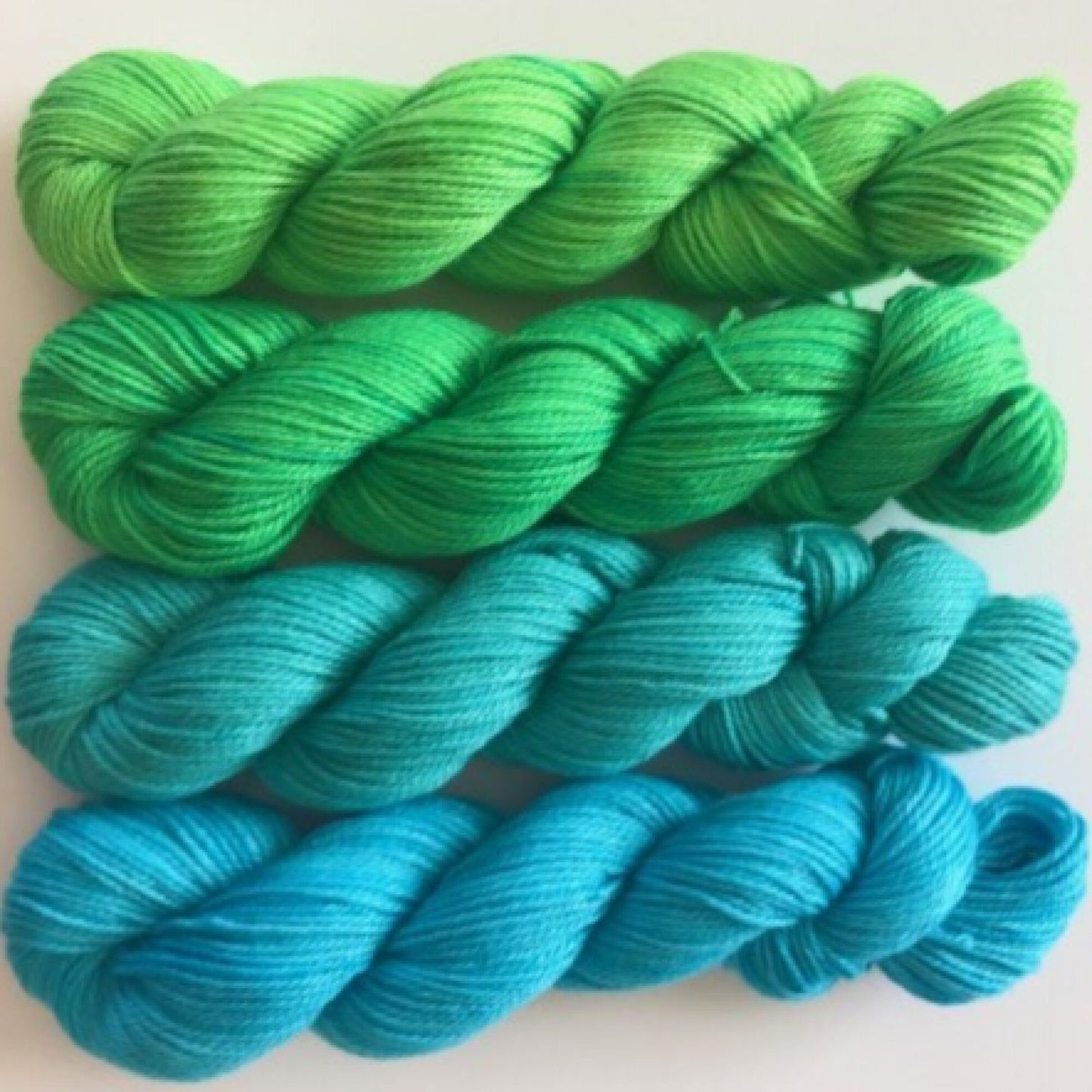 Vegan Sock / Fingering Yarn - Hand Dyed Bamboo Cotton - Choose Color & Skein Size - Green, Teal, Turquoise Semi Solids - Artisan 3 Ply Yarn