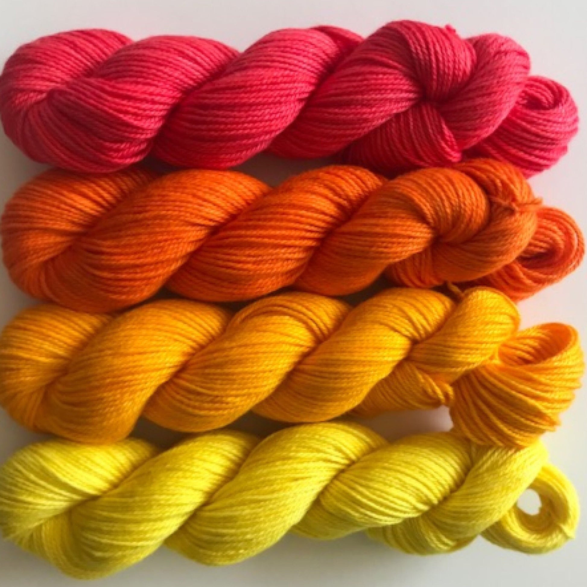 Vegan Sock / Fingering Yarn - Hand Dyed Bamboo Cotton - Choose Color & Skein Size - Light Red / Orange / Yellow Semi Solid - Artisan Yarn