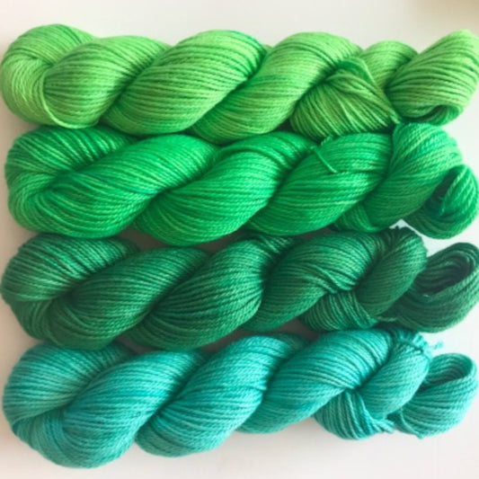 Vegan Sock / Fingering Yarn - Hand Dyed Bamboo Cotton - Choose Color & Skein Size -  Green and Teal Semi Solids/ Tonals - Artisan 3 Ply Yarn