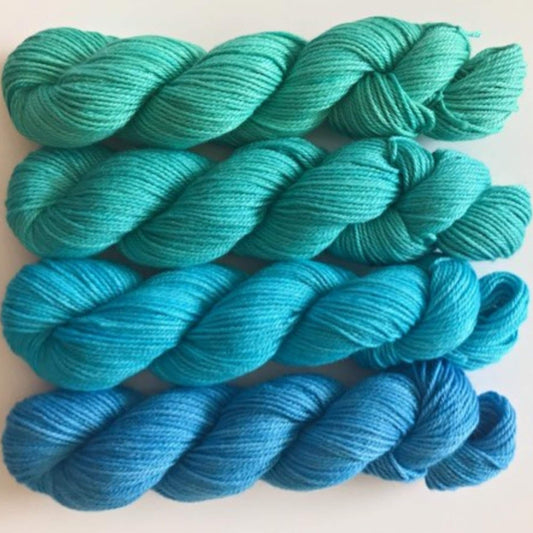 Vegan Sock / Fingering Yarn - Hand Dyed Bamboo Cotton - Choose Color & Skein Size - Teal and Turquoise Semi Solids - Artisan 3 Ply Lace Yarn