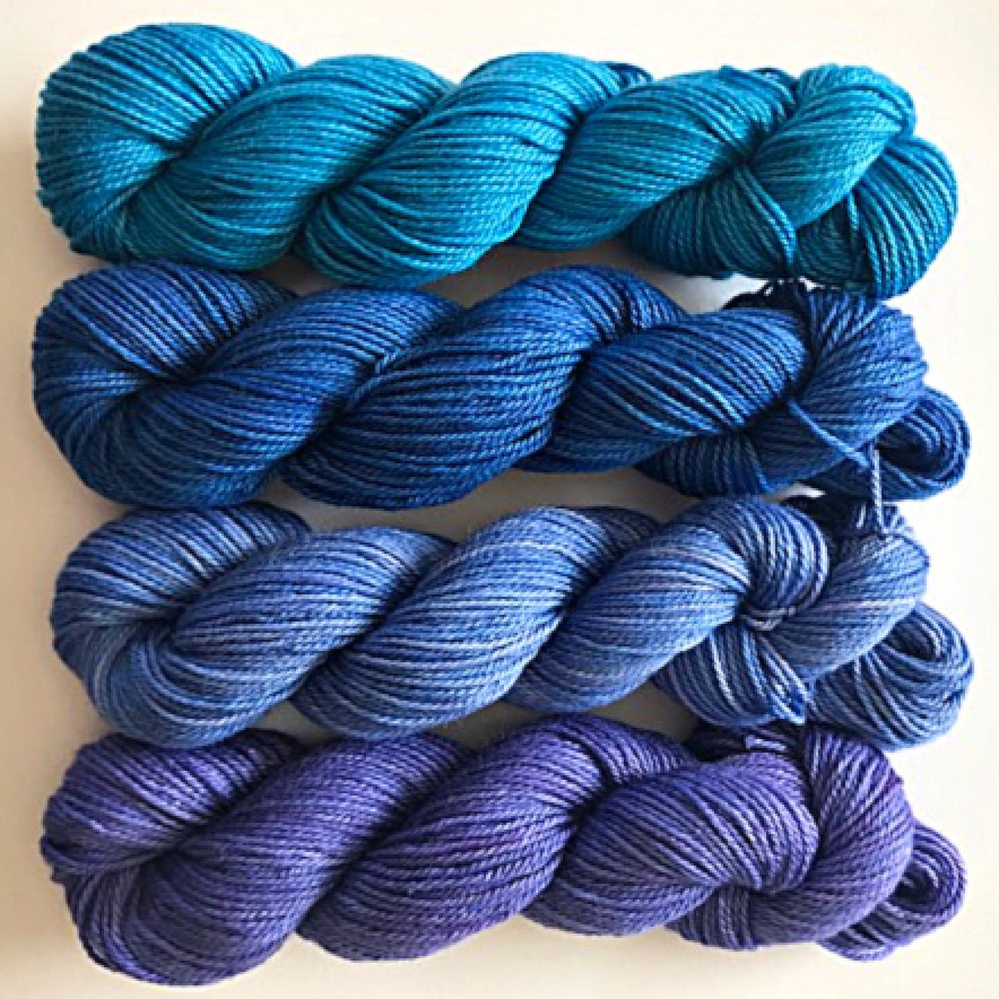 Vegan Sock / Fingering Yarn - Hand Dyed Bamboo Cotton - Choose Color & Skein Size - Blue and Purple Semi Solids - Artisan 3 Ply Tonal Yarn