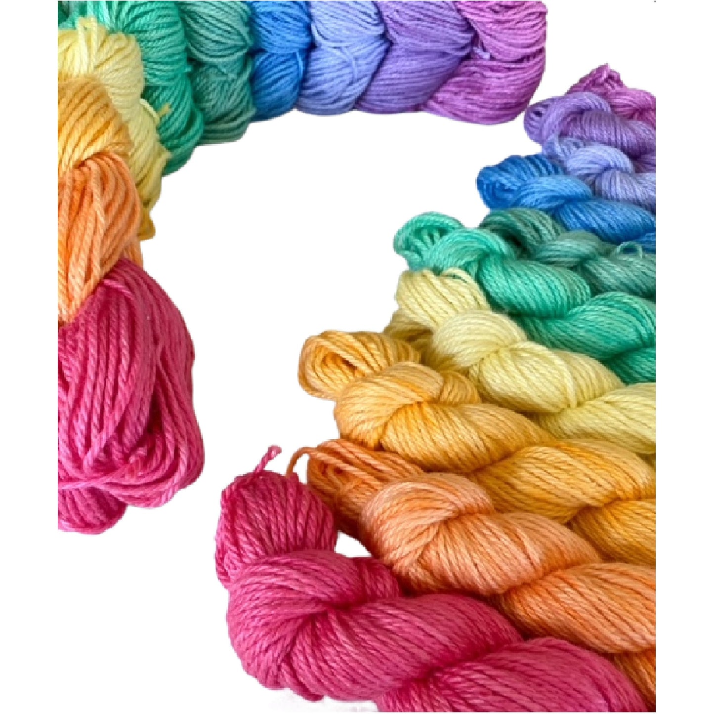 Rainbow Hand Dyed Vegan Yarn Kit - Pastels - "Mo's Rainbow" - 10 Color DK / Light Worsted Bamboo Cotton Mini Skein Set - 53 yds per skein