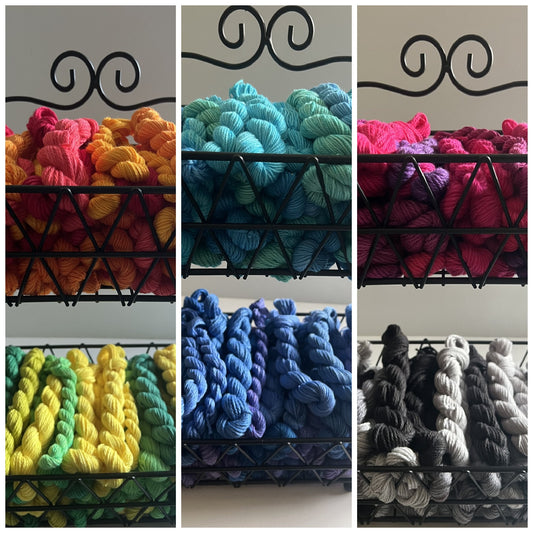 Hand Dyed Vegan Fingering Weight Scrap Yarn by the Ounce | Bamboo Cotton - Choose Color Grouping | Limited Time Product - Ready to Ship