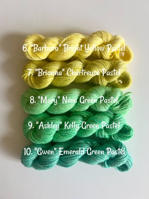 Hand Dyed Vegan 25 Color Mini Skein Rainbow Yarn Kit | DK / Light Worsted Bamboo Cotton | 53 Yds Each | Streaky Semisolid Pastel Colors