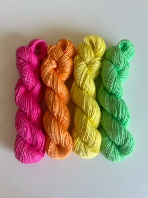 Hand Dyed Vegan Yarn | Fingering Weight Bamboo Cotton Pastel Mini Skeins | 25 Colors to Choose From | Streaky Semisolid Soft Sock Fiber