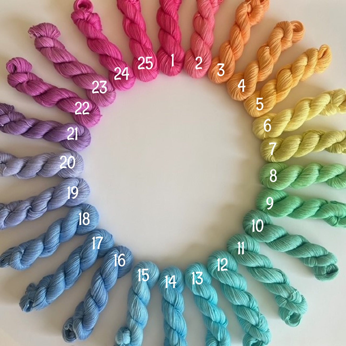 Hand Dyed Vegan Yarn | Fingering Weight Bamboo Cotton Pastel Mini Skeins | 25 Colors to Choose From | Streaky Semisolid Soft Sock Fiber
