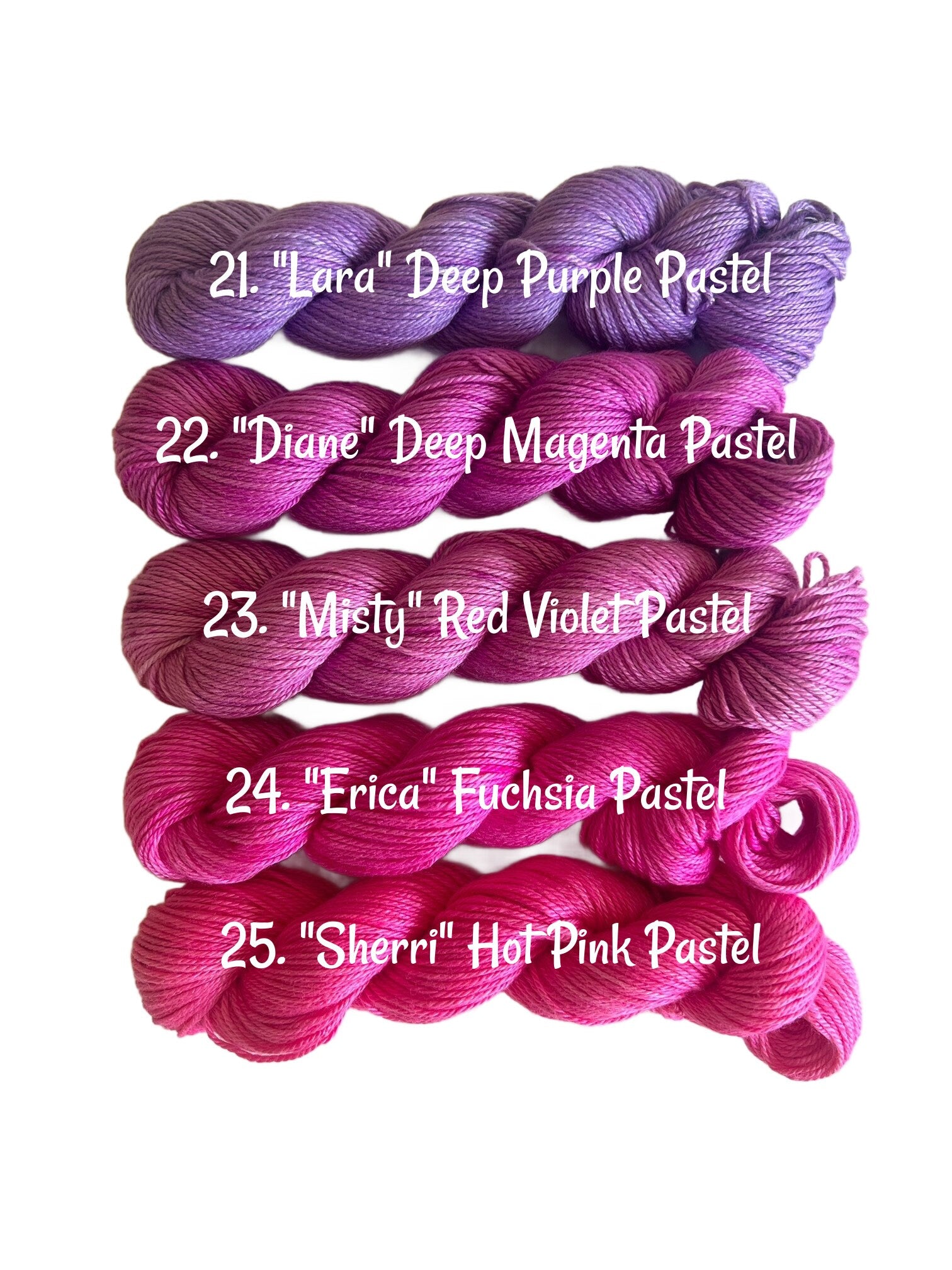 Hand Dyed Vegan Fingering Weight Pastel Yarn | 25 Color Mini Skein Rainbow Set | Bamboo Cotton 106 Yd Streaky Semisolid Skeins