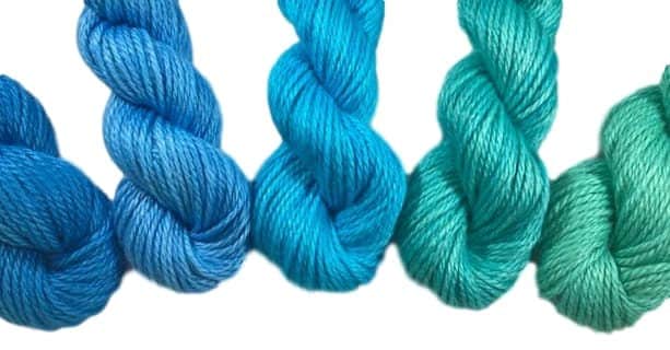 Hand Dyed Bamboo Cotton DK Yarn Gradient Set (Teal to Blue)