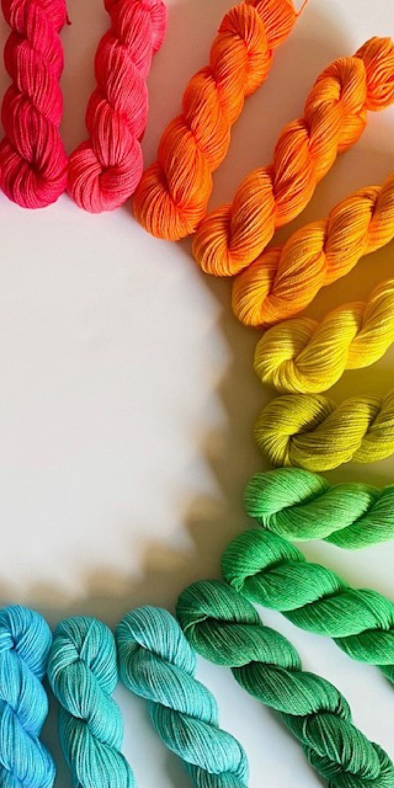 Rainbow Yarn Kit - 25 Mini Skeins - Sock / Fingering Weight - Fiber Gift Set - Hand Dyed Bamboo Cotton Yarn - 25 Skeins and Colors