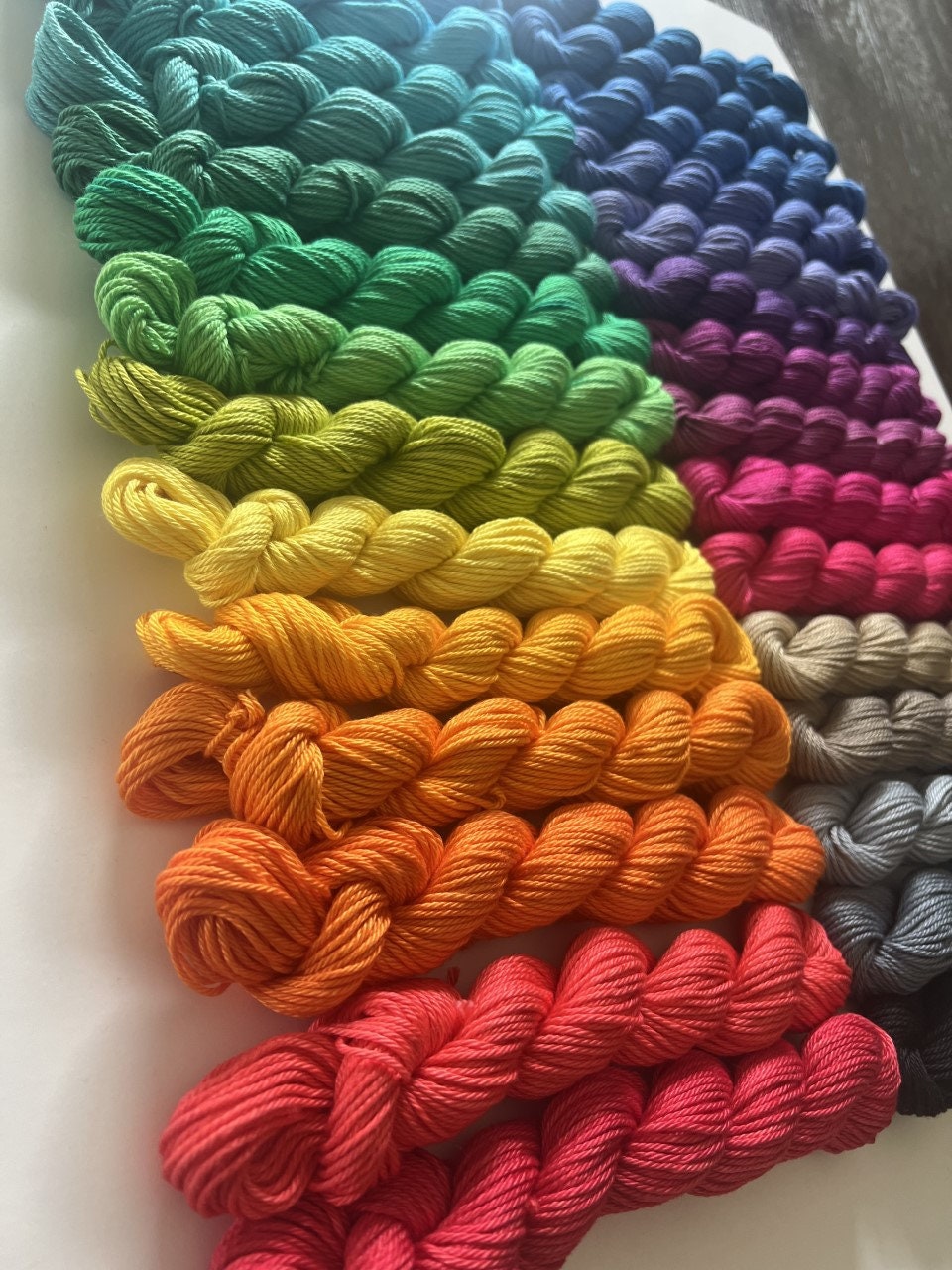Make Your Own Yarn Kit | 54 yd mini skeins | Hand Dyed Vegan 100% Pima Cotton DK/ Sport Weight | Pick 6 to 30 Colors | 4 Ply Semisolid Yarn