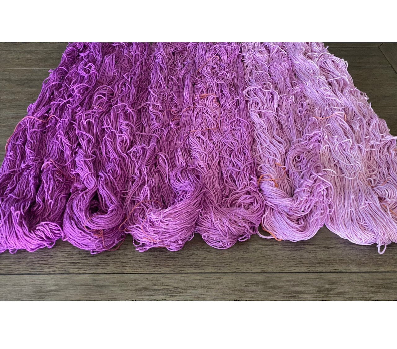 Hand Dyed Vegan Yarn Kit | DK / Light Worsted Bamboo Cotton "Kierra" | Semisolid Fiber in 6 Ombre Shades of Hot Violet | 3 Ply Ultra Soft