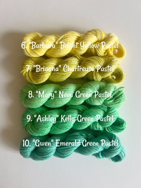 Hand Dyed Vegan 25 Color Mini Skein Rainbow Yarn Kit | DK / Light Worsted Bamboo Cotton | 53 Yds Each | Streaky Semisolid Pastel Colors