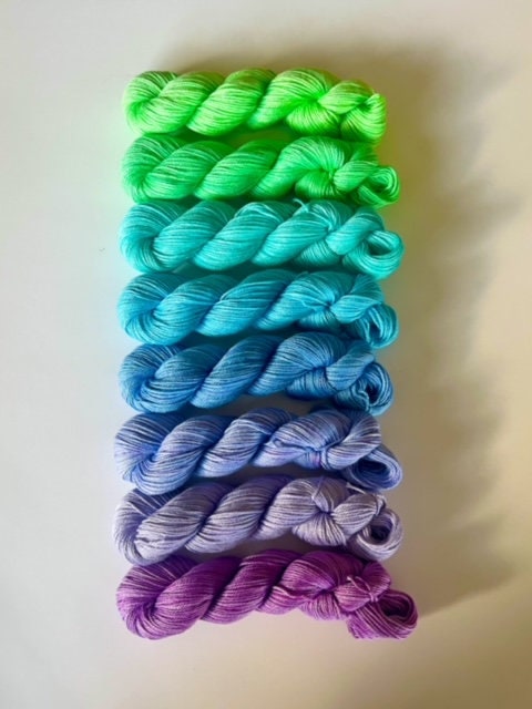 Hand Dyed Vegan Yarn | Fingering Weight Bamboo Cotton Pastel Mini Skeins | 25 Colors to Choose From | Streaky Semisolid Soft Sock Fiber